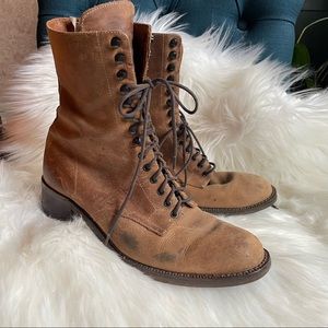 Vintage Y2K chunky heeled brown leather boots 10